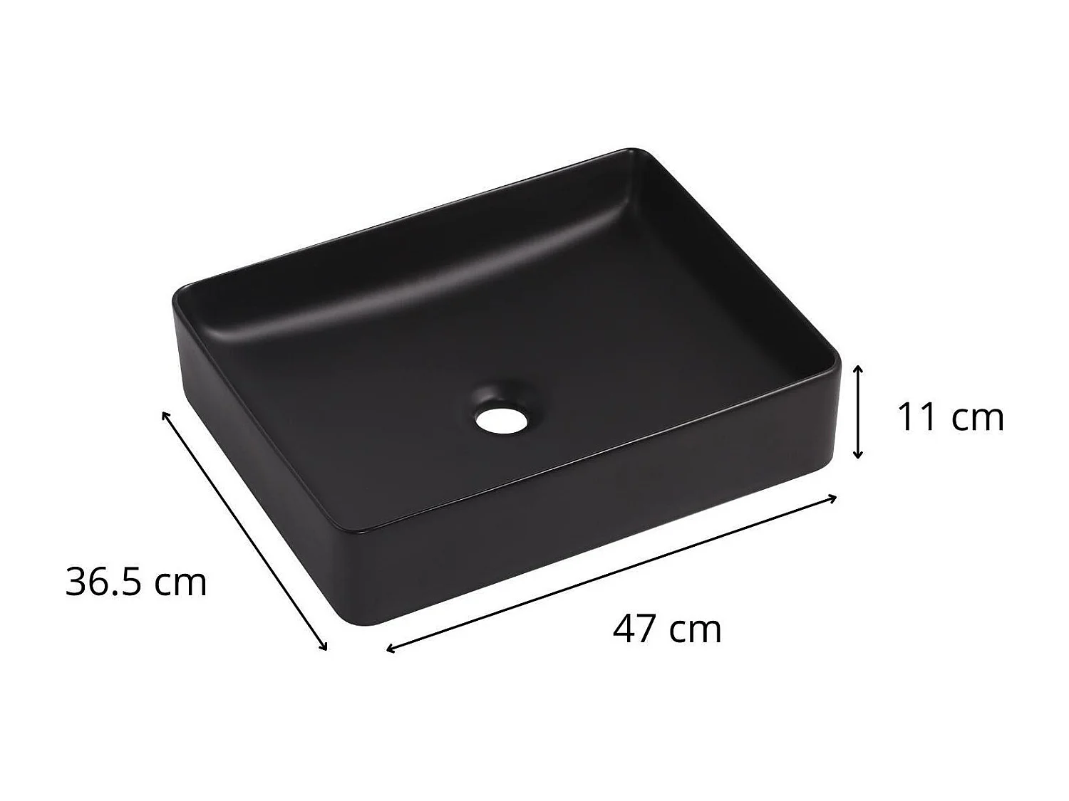 ROMY rechthoekige witte keramische opzetwastafel 47x36cm