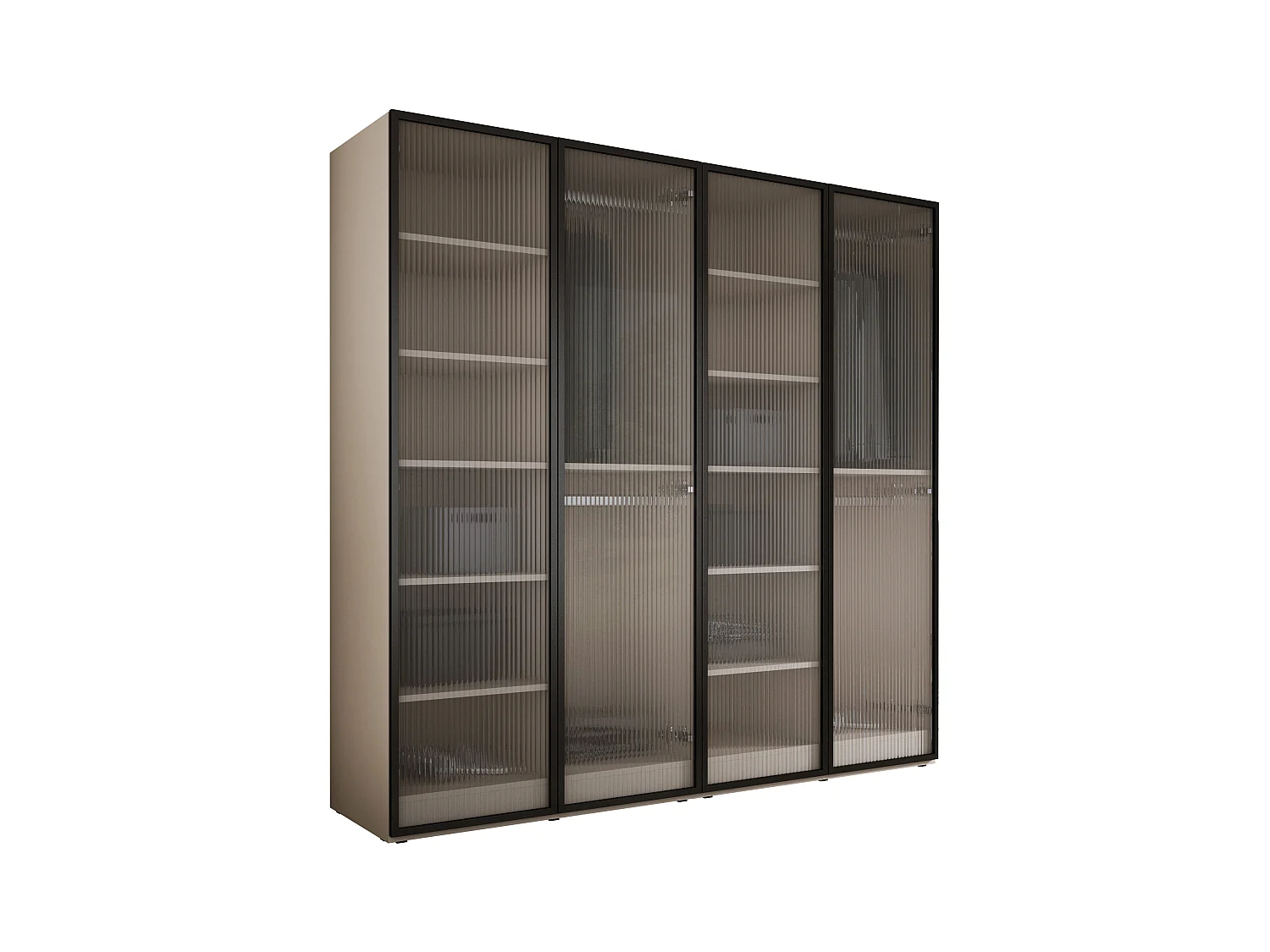 Kleiderschrank, Sandbeige / klares Glas, 2 x 100 x 200 x 51 cm