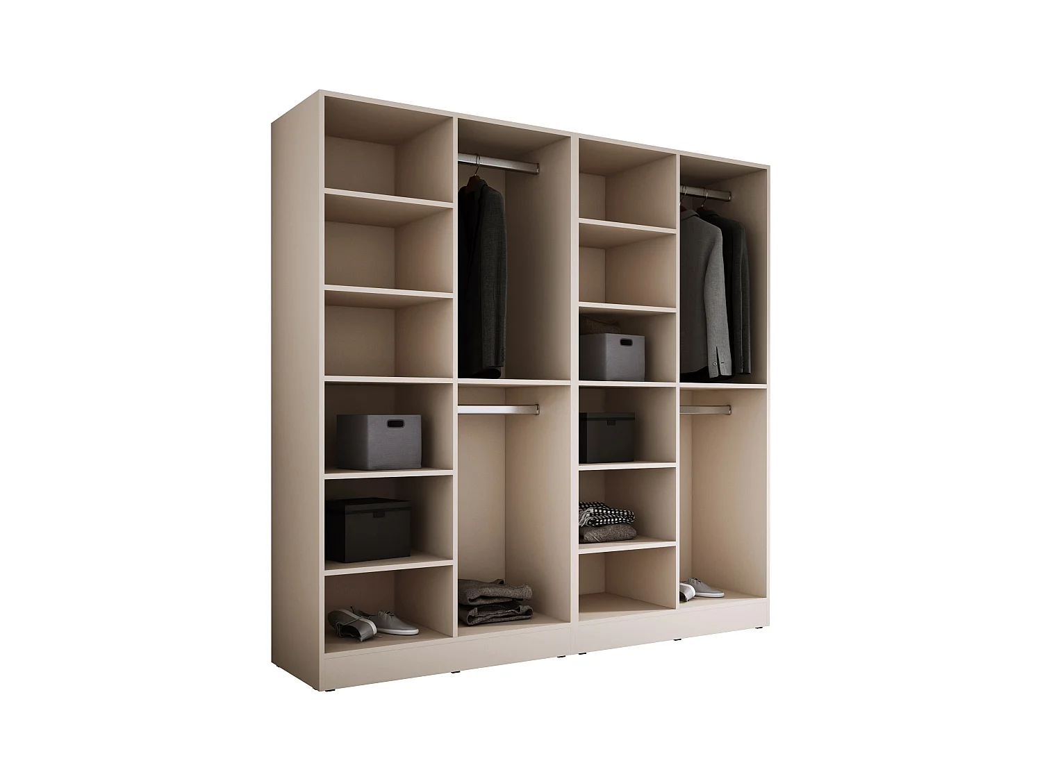 Kleiderschrank, Sandbeige / klares Glas, 2 x 100 x 200 x 51 cm