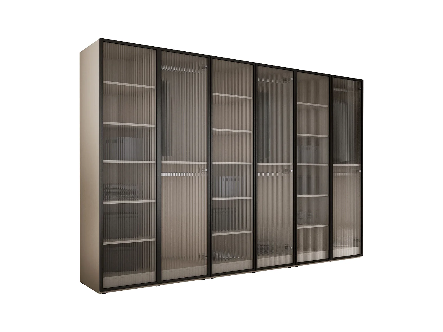 Kleiderschrank, Sandbeige / klares Glas, 3 x 100 x 200 x 51 cm