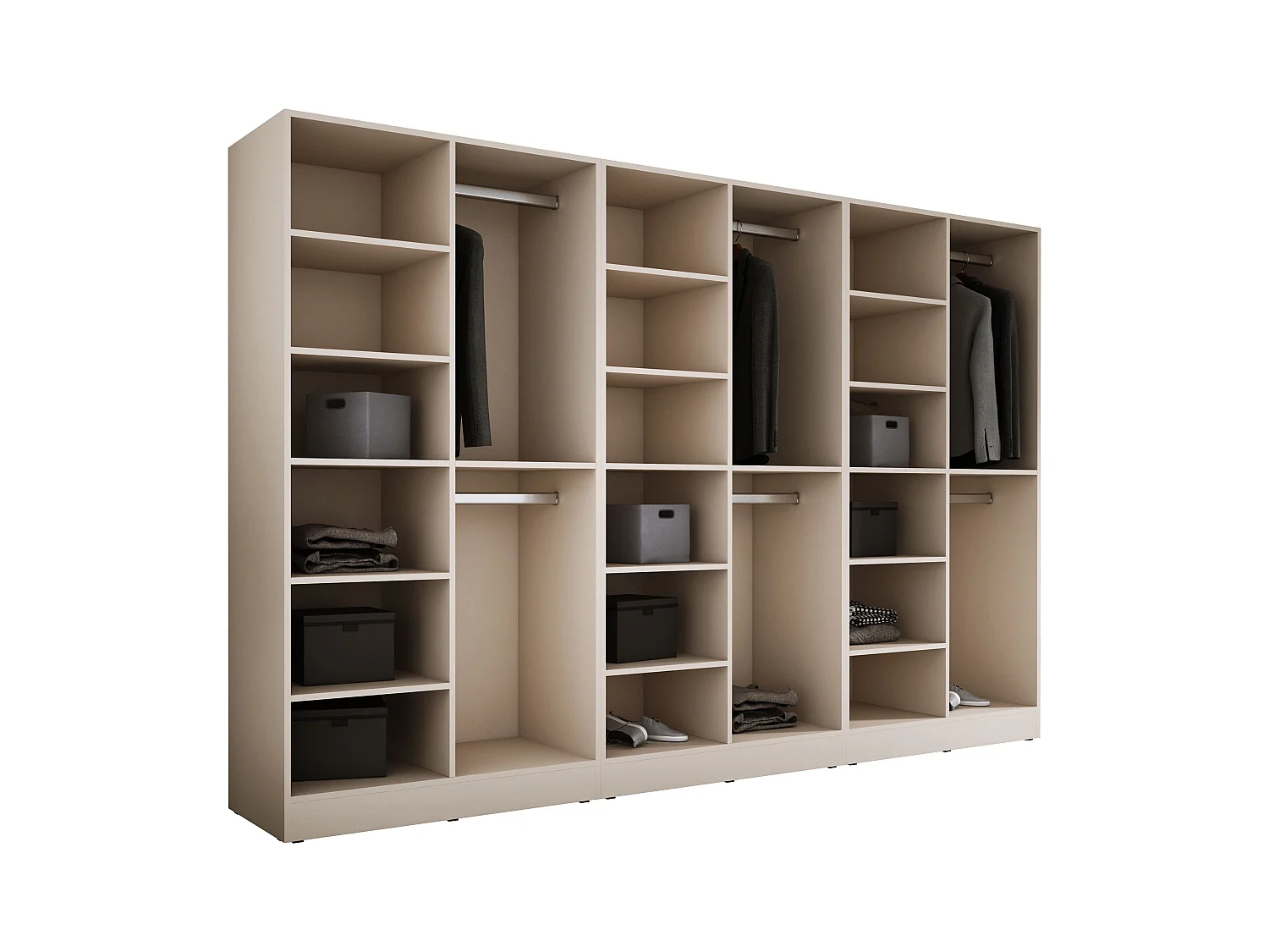 Kleiderschrank, Sandbeige / klares Glas, 3 x 100 x 200 x 51 cm