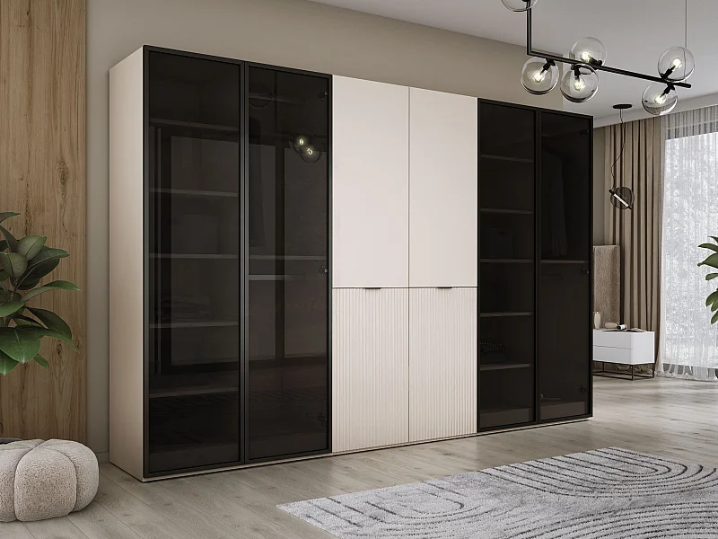 Kleiderschrank, Sandbeige, 3 x 100 x 200 x 51 cm
