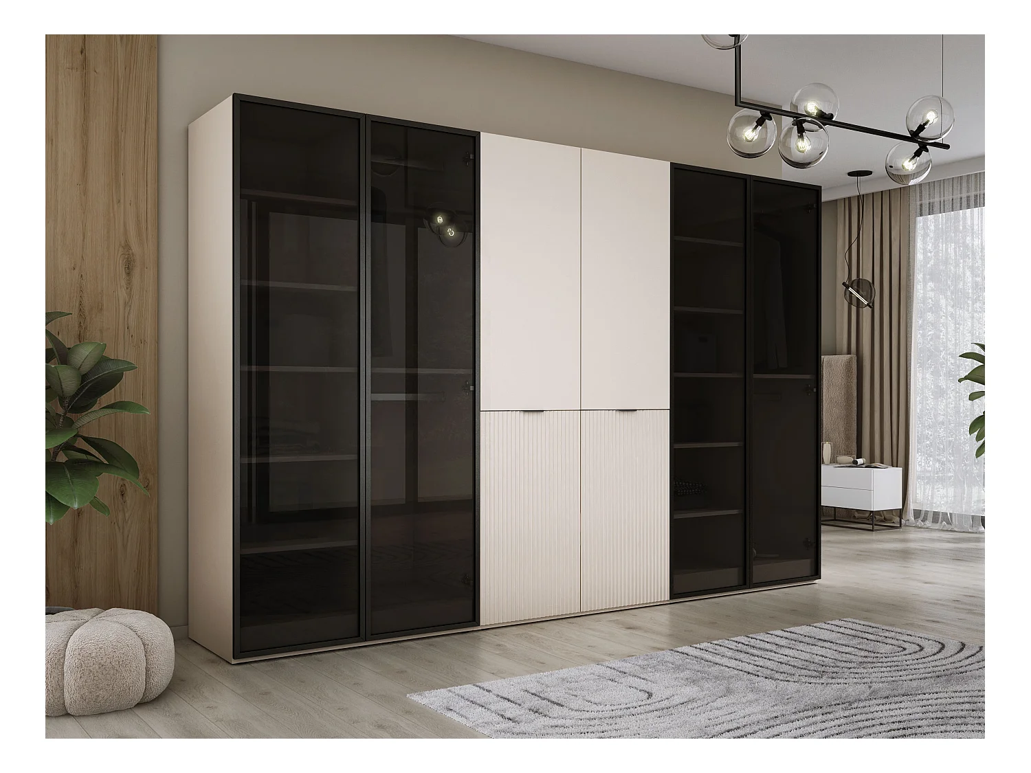 Kleiderschrank, Sandbeige, 3 x 100 x 200 x 51 cm