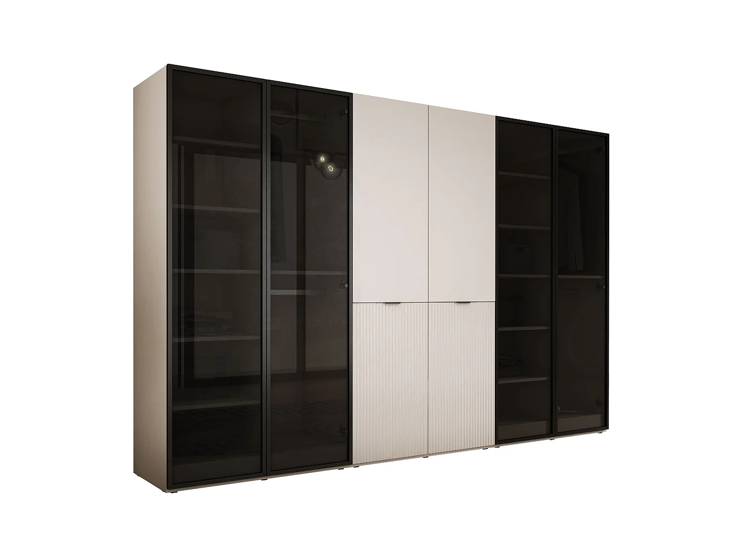 Kleiderschrank, Sandbeige, 3 x 100 x 200 x 51 cm