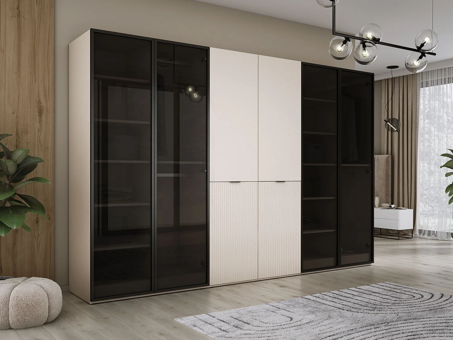 Kleiderschrank, Sandbeige, 3 x 100 x 200 x 51 cm