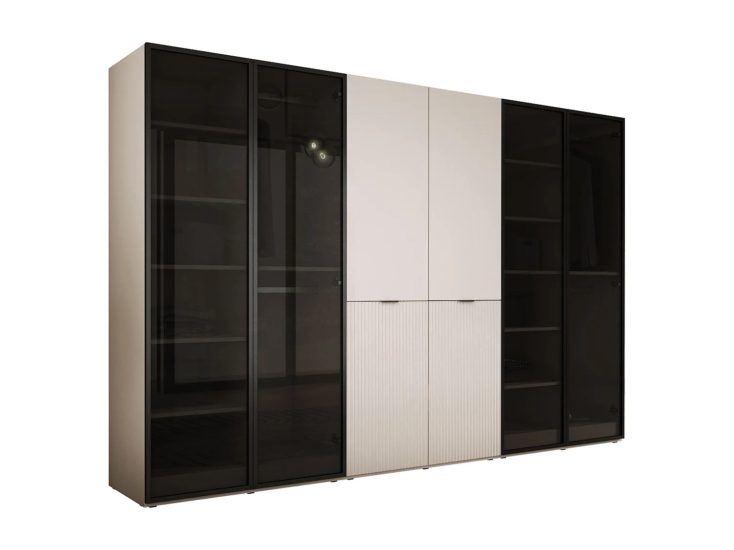 Kleiderschrank, Sandbeige, 3 x 100 x 200 x 51 cm