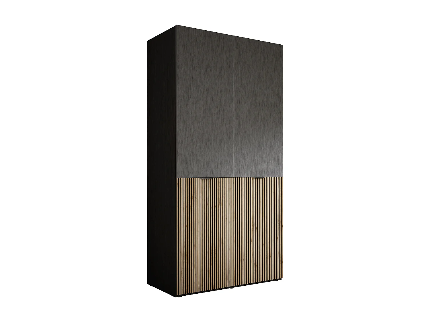 Kleiderschrank: Graphitschwarz / Wotan-Eiche, 100 x 200 x 51 cm