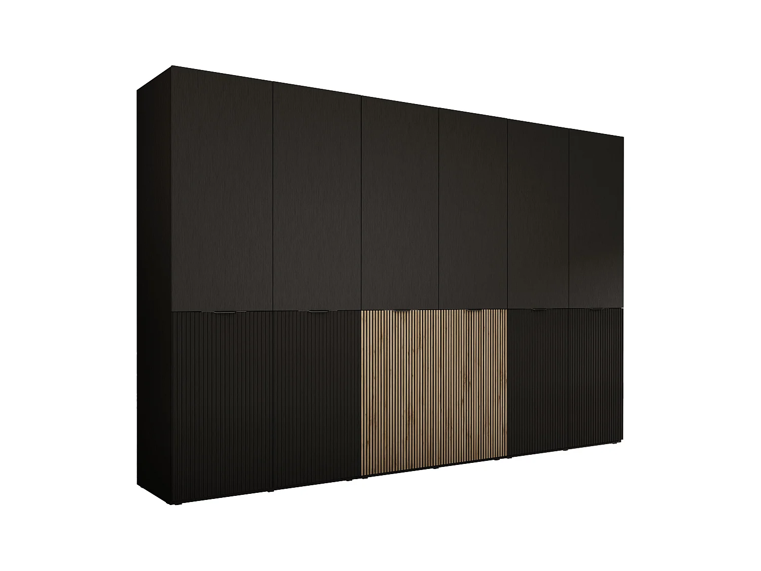 Kleiderschrank, Graphitschwarz / Wotan-Eiche, 3 x 100 x 200 x 51 cm