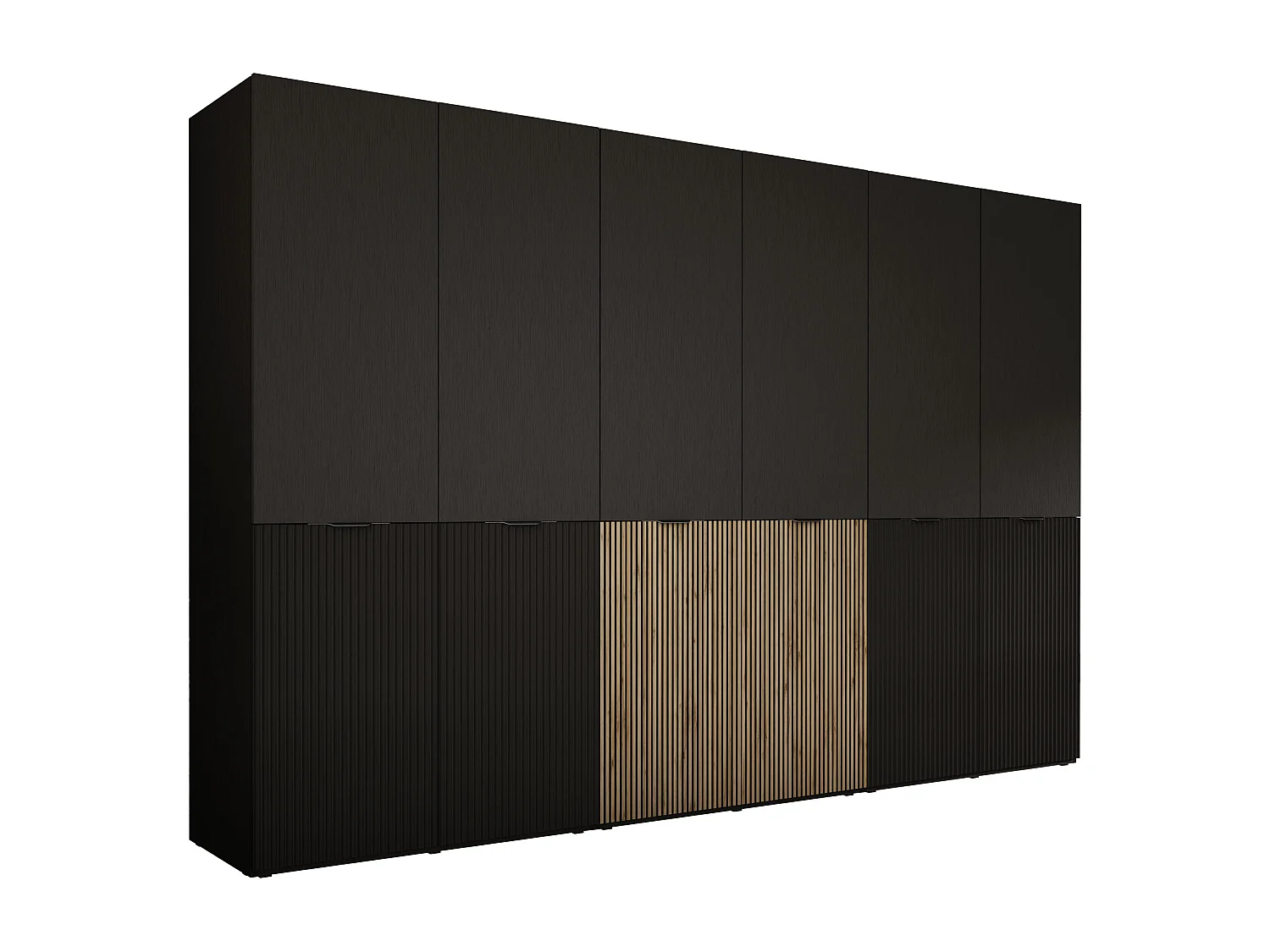 Kleiderschrank: Graphitschwarz / Wotan-Eiche, 300 x 200 x 51 cm