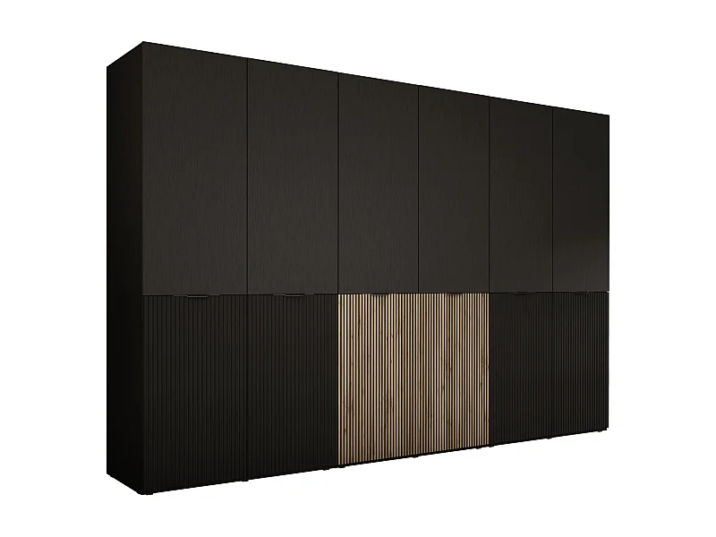 Kleiderschrank: Graphitschwarz / Wotan-Eiche, 300 x 200 x 51 cm