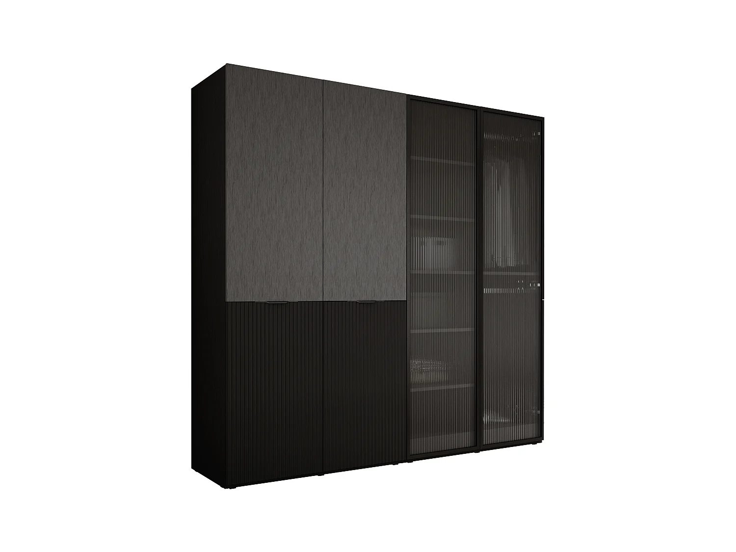 Kleiderschrank, Graphitschwarz / klares Glas, 2 x 100 x 200 x 51 cm