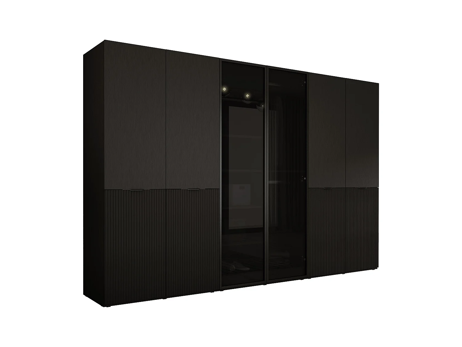 Kleiderschrank, Graphitschwarz, 3 x 100 x 200 x 51 cm