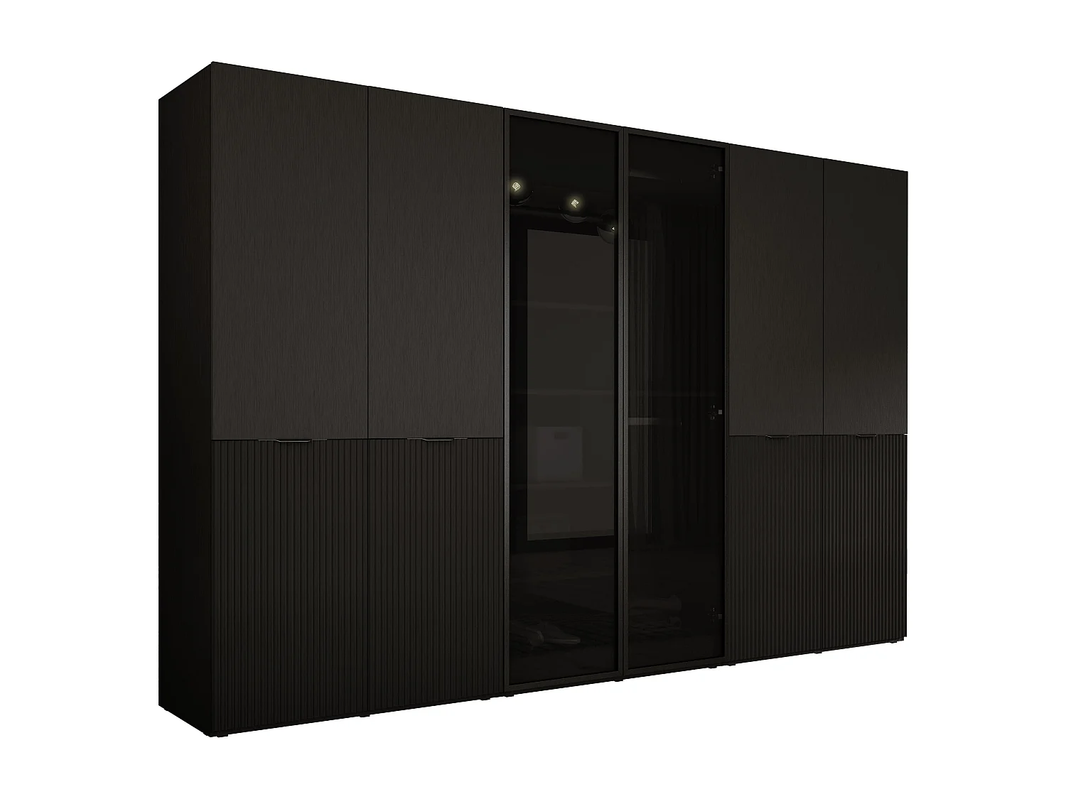 Kleiderschrank, Graphitschwarz, 3 x 100 x 200 x 51 cm