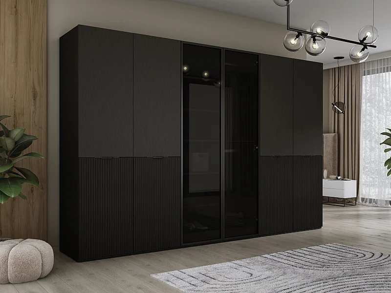 Kleiderschrank, Graphitschwarz, 3 x 100 x 200 x 51 cm