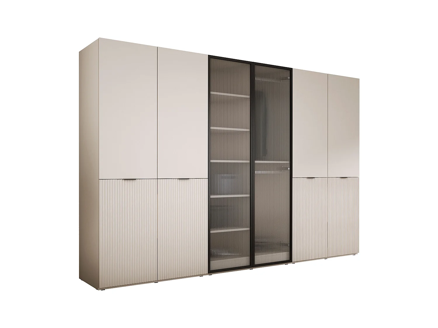 Kleiderschrank, Sandbeige / klares Glas, 3 x 100 x 200 x 51 cm