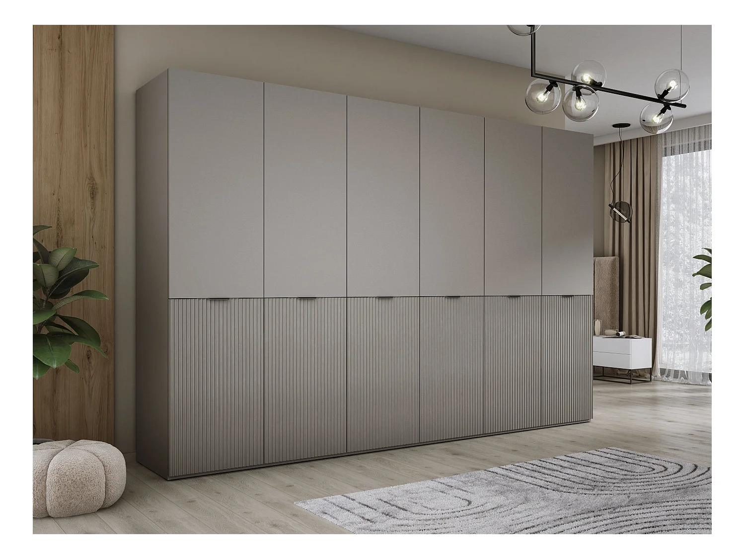 Kleiderschrank, Platingrau, 3 x 100 x 200 x 51 cm