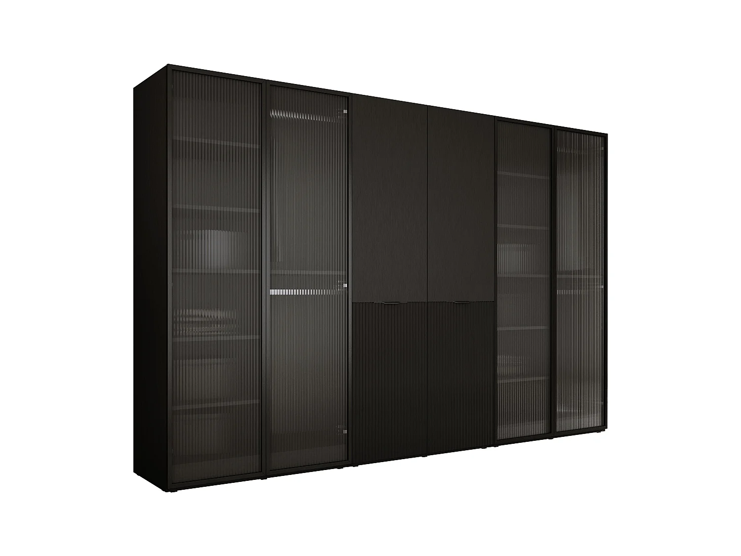 Kleiderschrank, Graphitschwarz / klares Glas, 3 x 100 x 200 x 51 cm