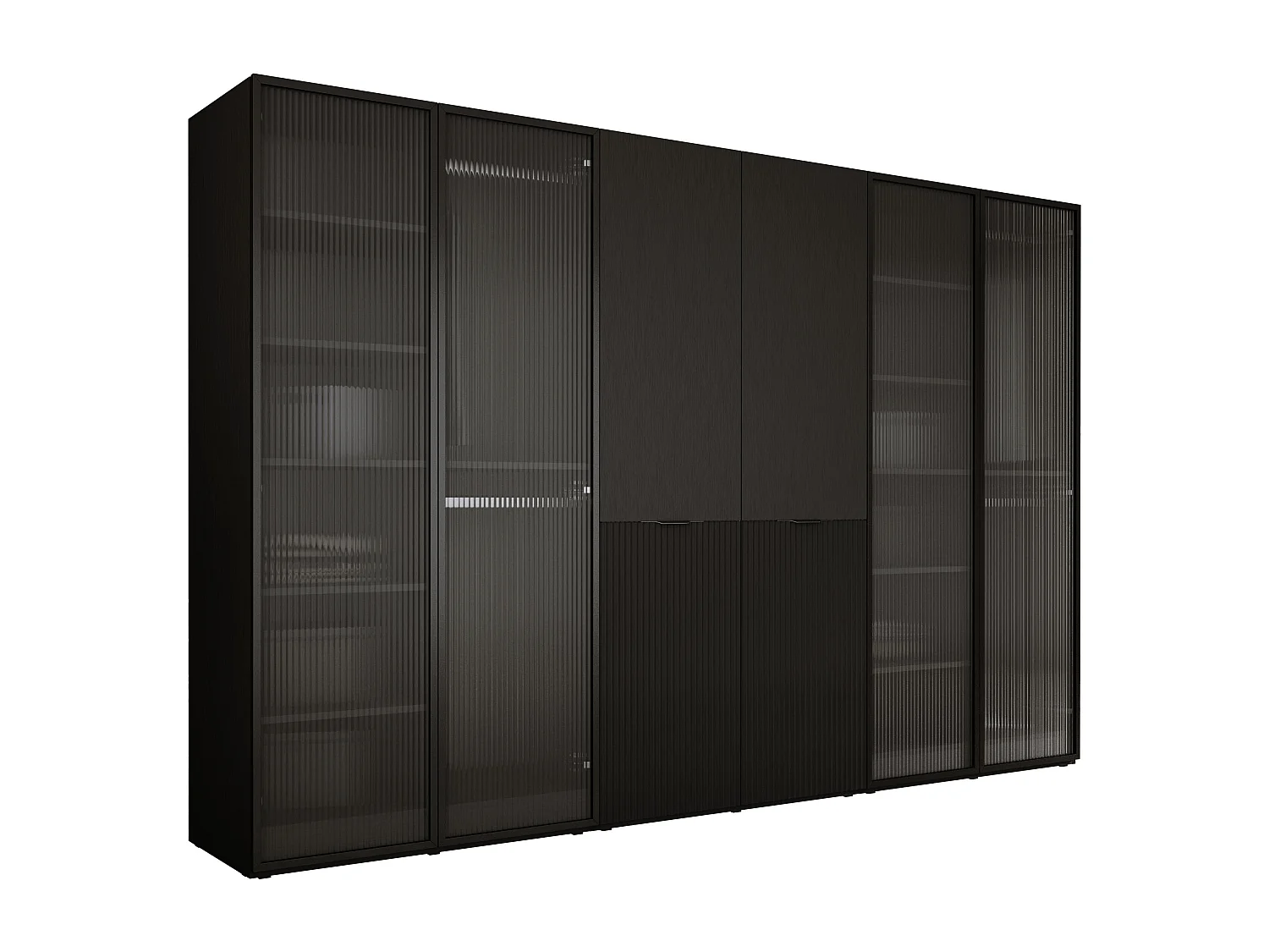 Kleiderschrank, Graphitschwarz / klares Glas, 3 x 100 x 200 x 51 cm