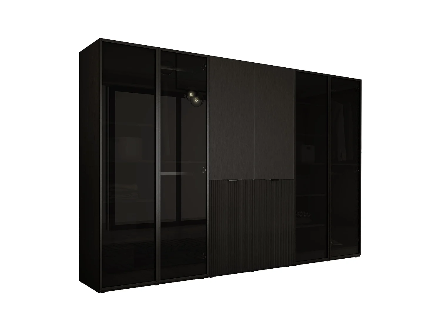 Kleiderschrank, Graphitschwarz, 3 x 100 x 200 x 51 cm