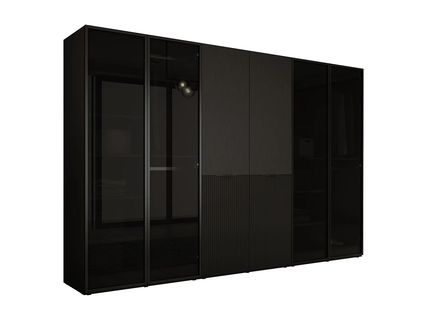 Kleiderschrank, Graphitschwarz, 3 x 100 x 200 x 51 cm