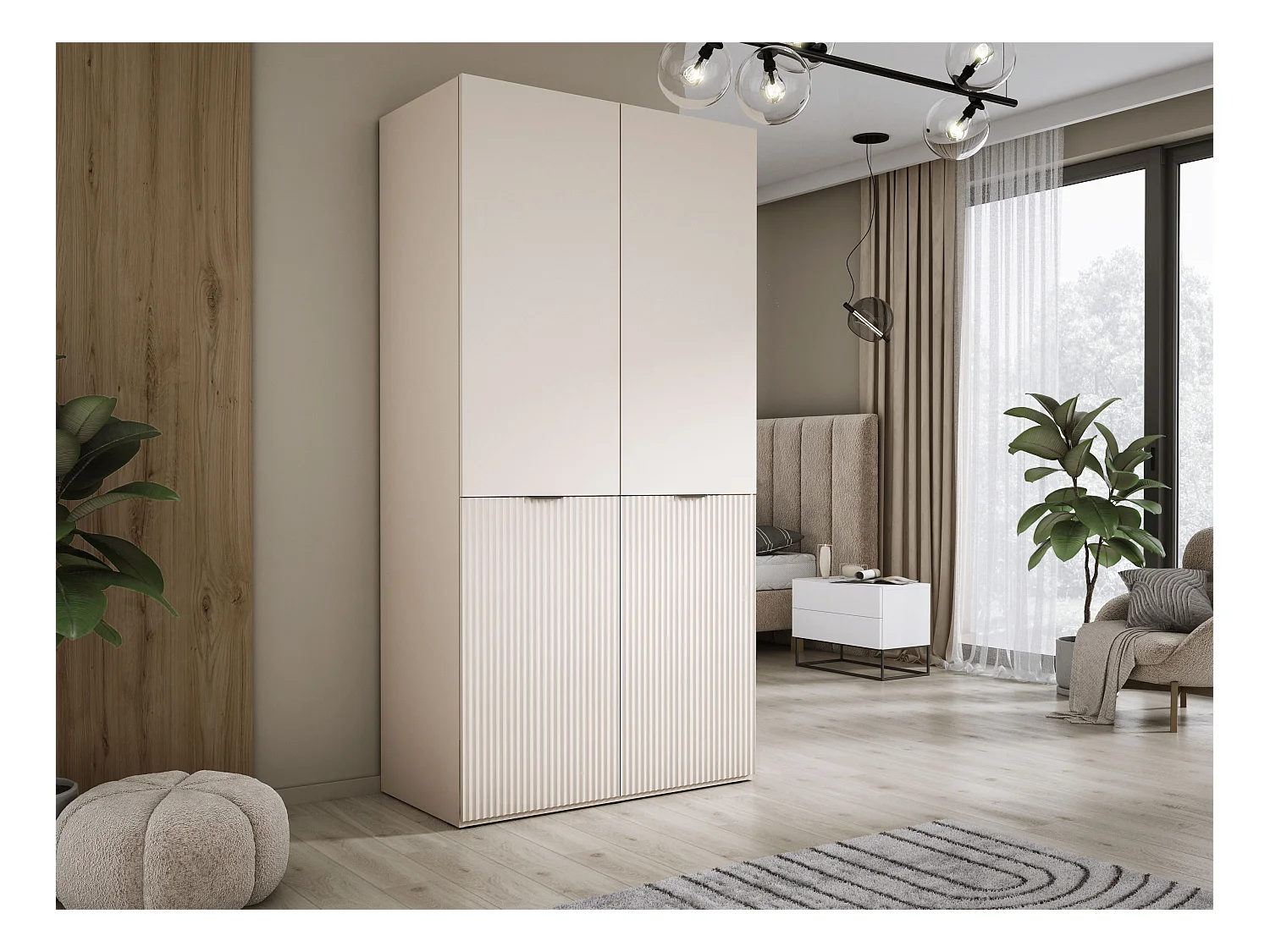 Kleiderschrank, Sandbeige, 100 x 200 x 51 cm