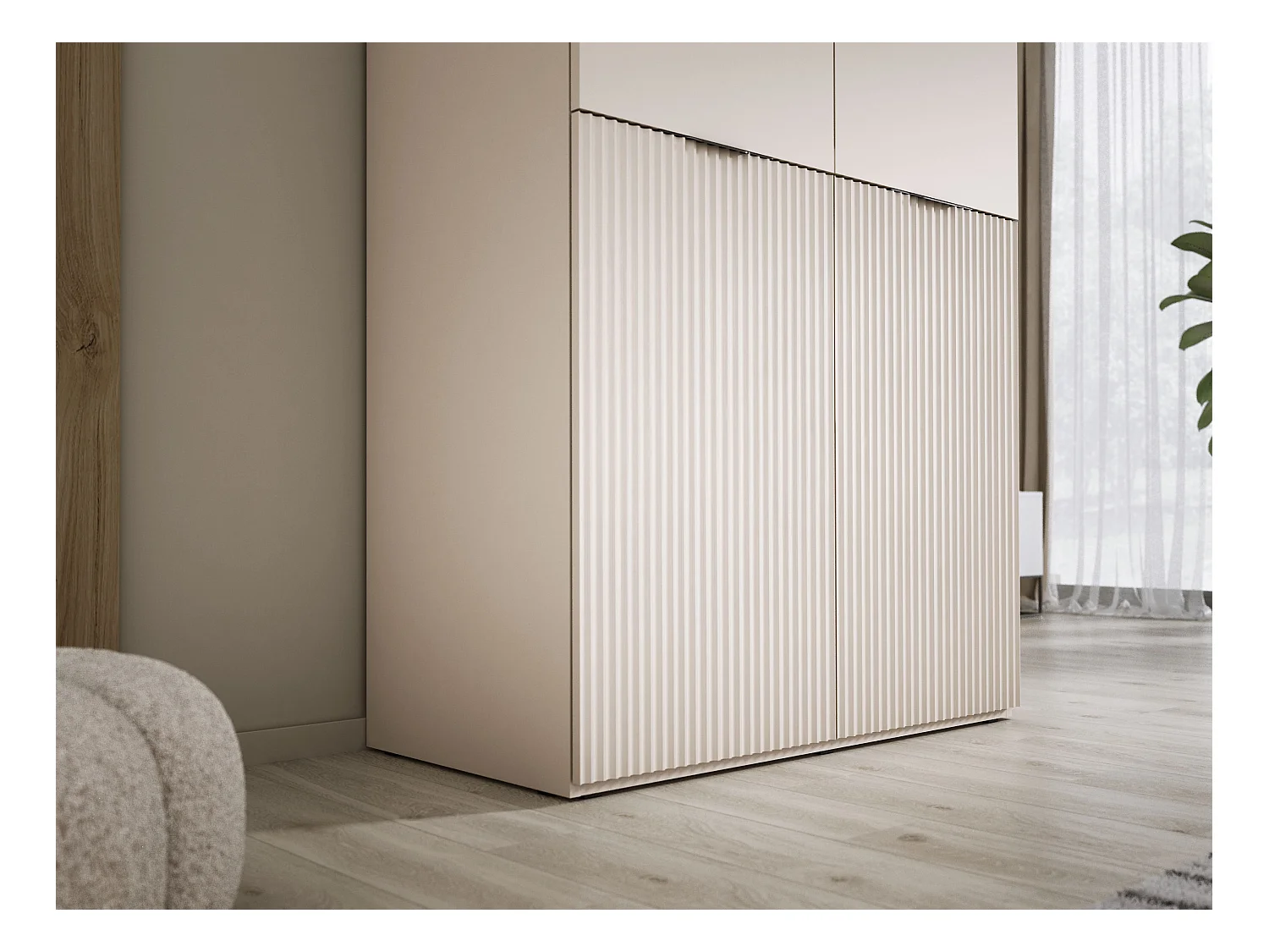Kleiderschrank, Sandbeige, 100 x 200 x 51 cm