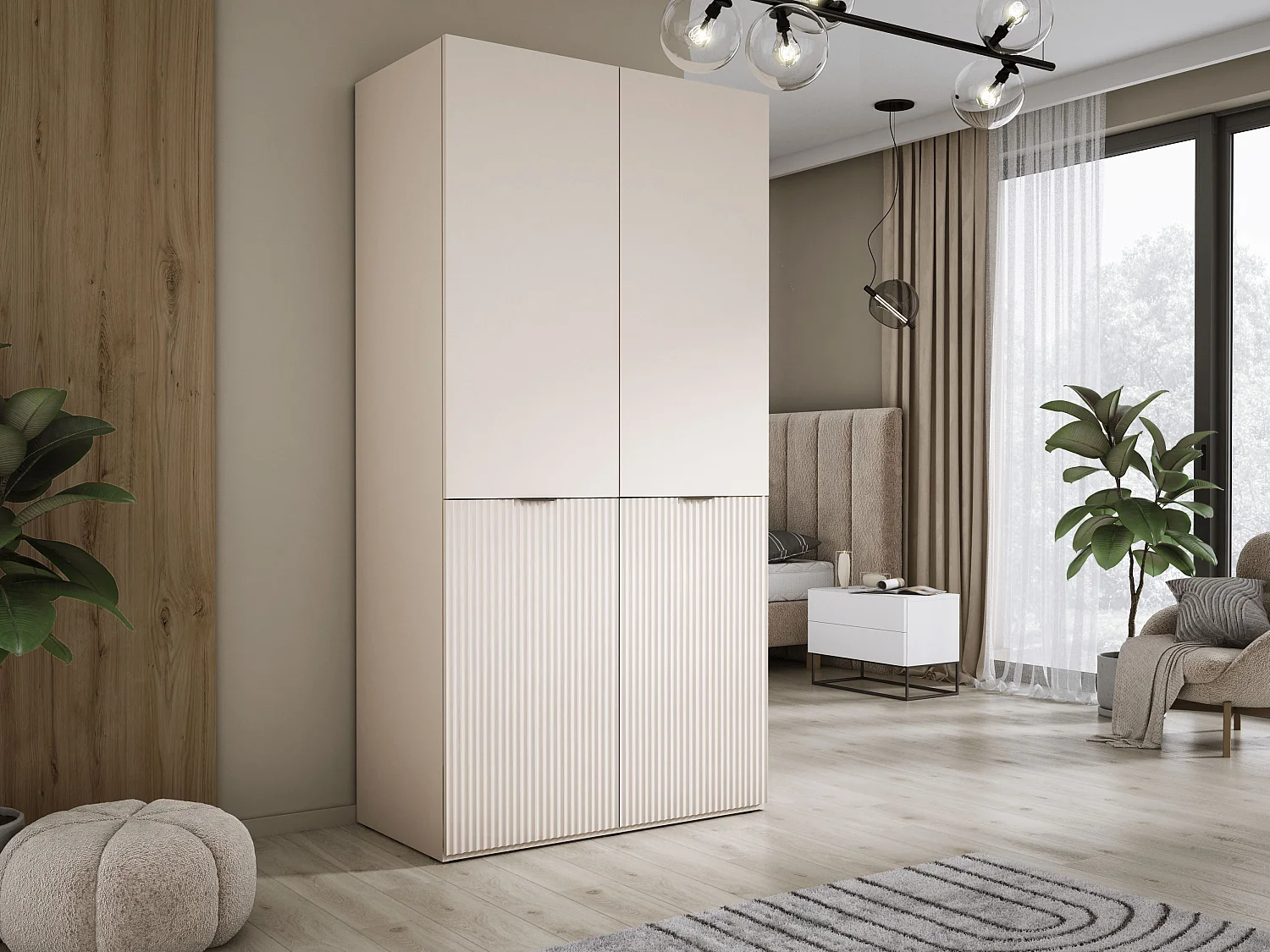 Kleiderschrank, Sandbeige, 100 x 200 x 51 cm