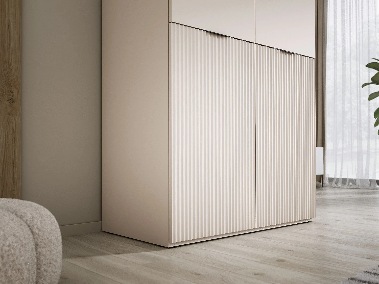 Kleiderschrank: Sandbeige, 100 x 200 x 51 cm