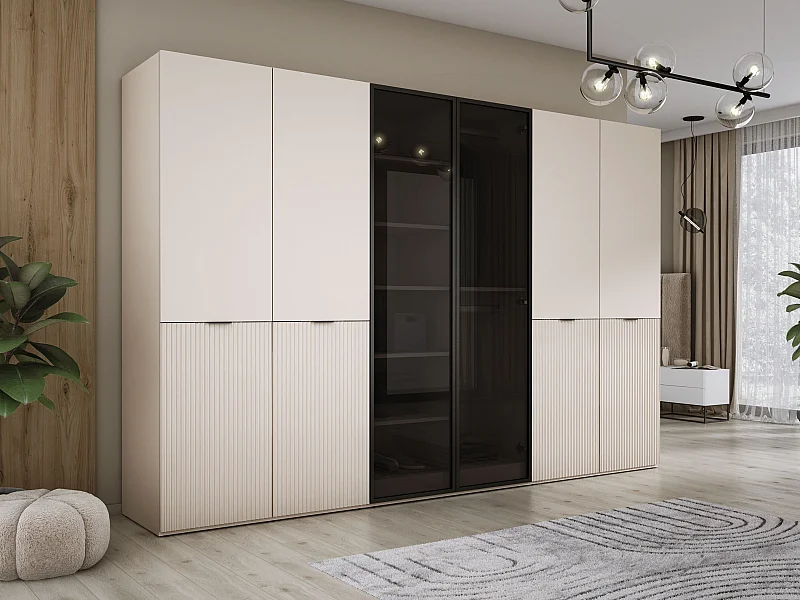 Kleiderschrank, Sandbeige, 3 x 100 x 200 x 51 cm