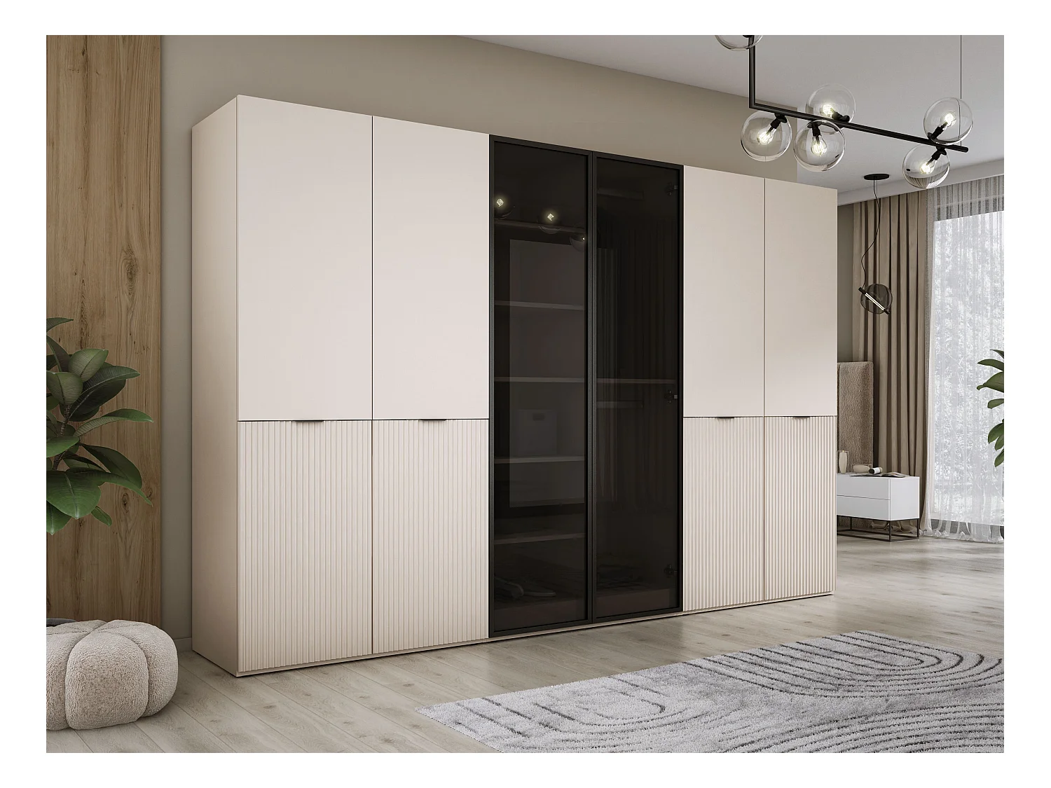 Kleiderschrank, Sandbeige, 3 x 100 x 200 x 51 cm