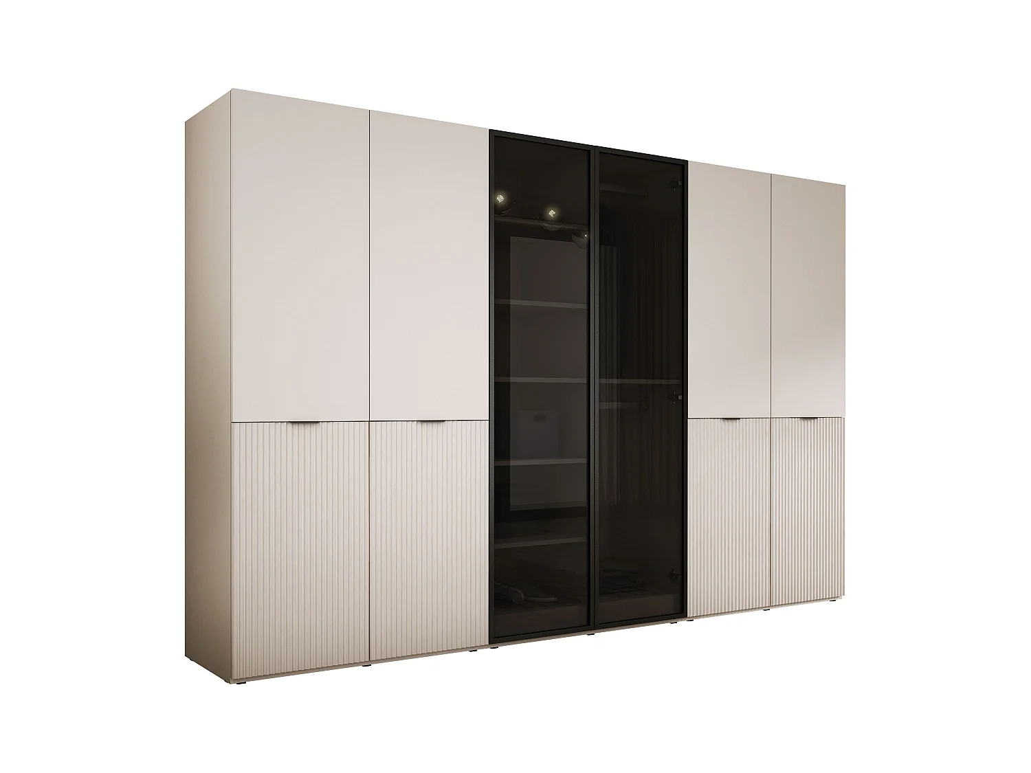 Kleiderschrank, Sandbeige, 3 x 100 x 200 x 51 cm