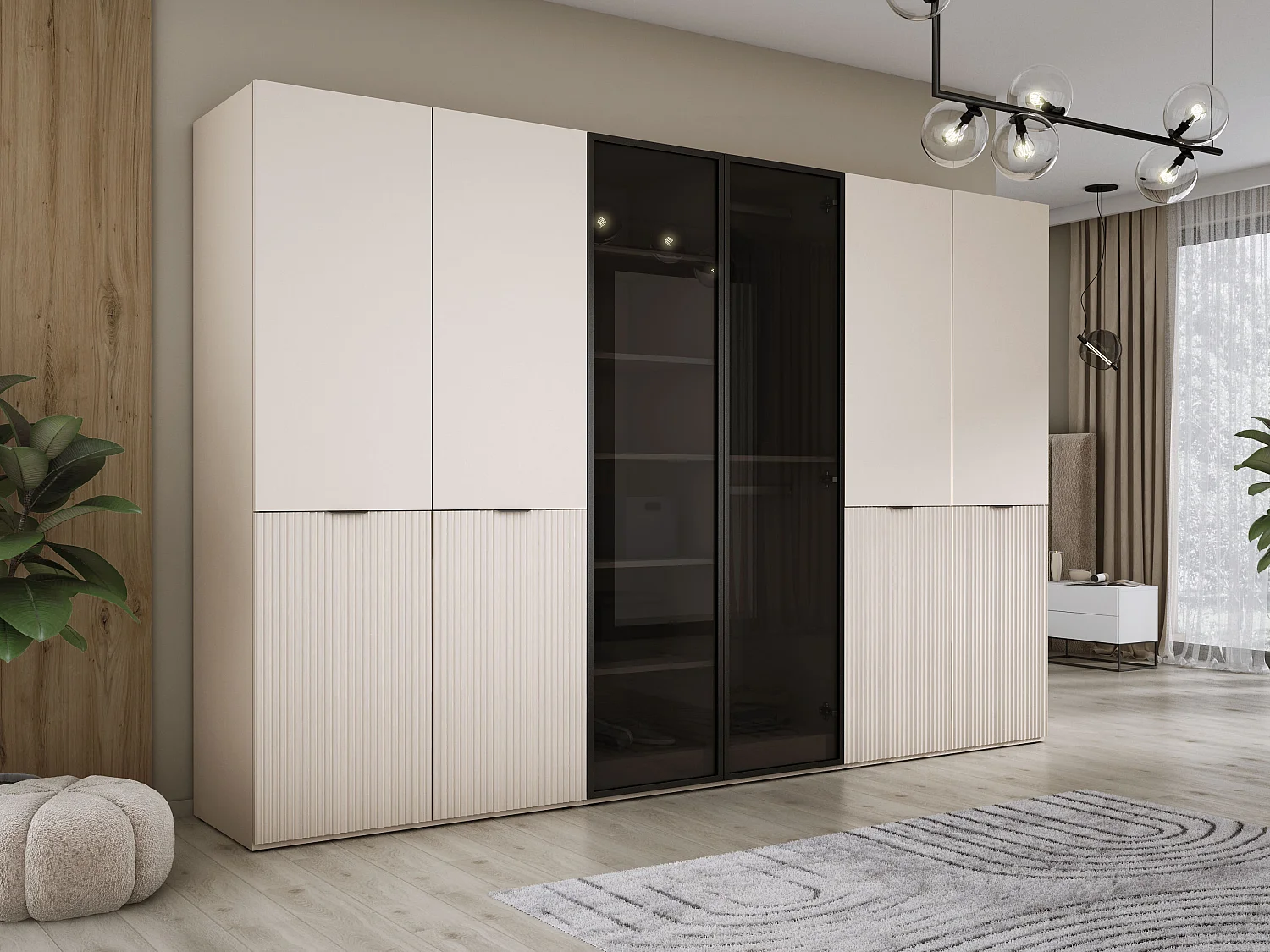 Kleiderschrank, Sandbeige, 3 x 100 x 200 x 51 cm