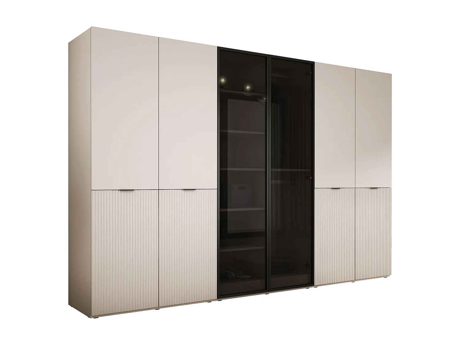 Kleiderschrank, Sandbeige, 3 x 100 x 200 x 51 cm