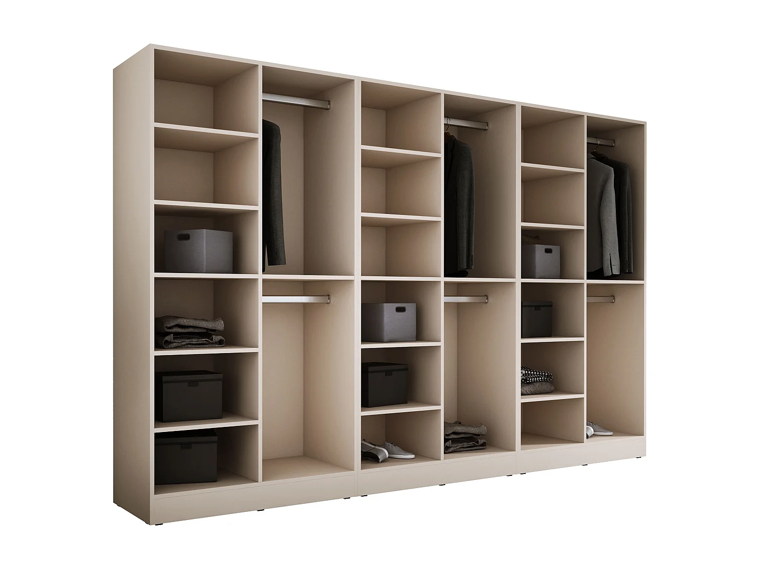 Kledingkast: Zandbeige / Zonwerend glas, 300 x 200 x 51 cm