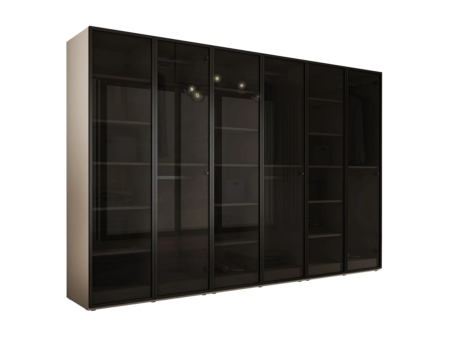 Kleiderschrank: Sandbeige / Sonnenschutzglas, 300 x 200 x 51 cm
