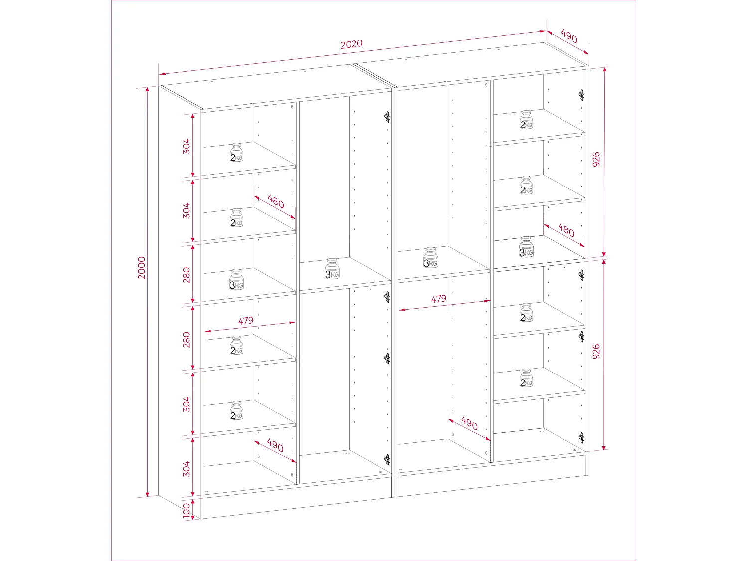 Kleiderschrank: Platingrau / Geriffeltes Glas, 200 x 200 x 51 cm