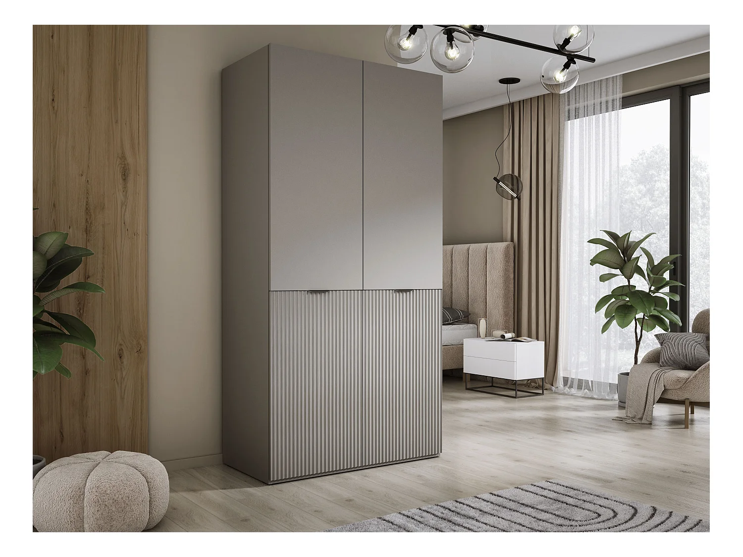 Kleiderschrank, Platingrau, 100 x 200 x 51 cm