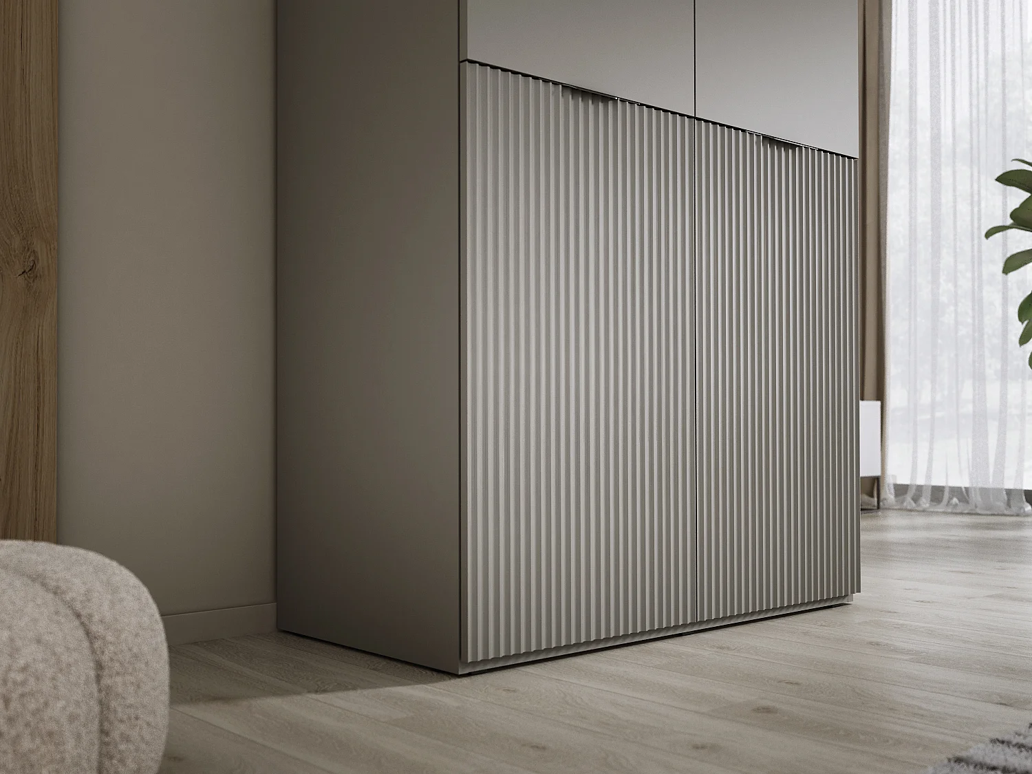 Kleiderschrank: Platingrau, 100 x 200 x 51 cm