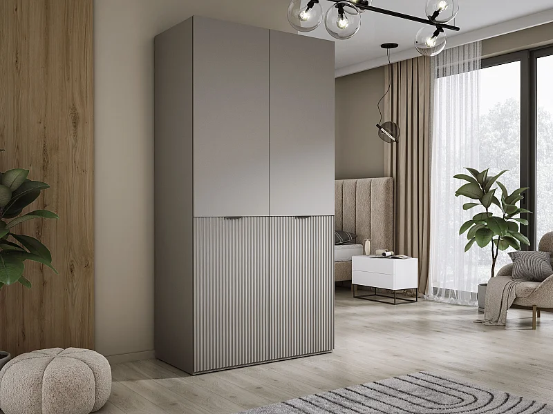 Kleiderschrank, Platingrau, 100 x 200 x 51 cm