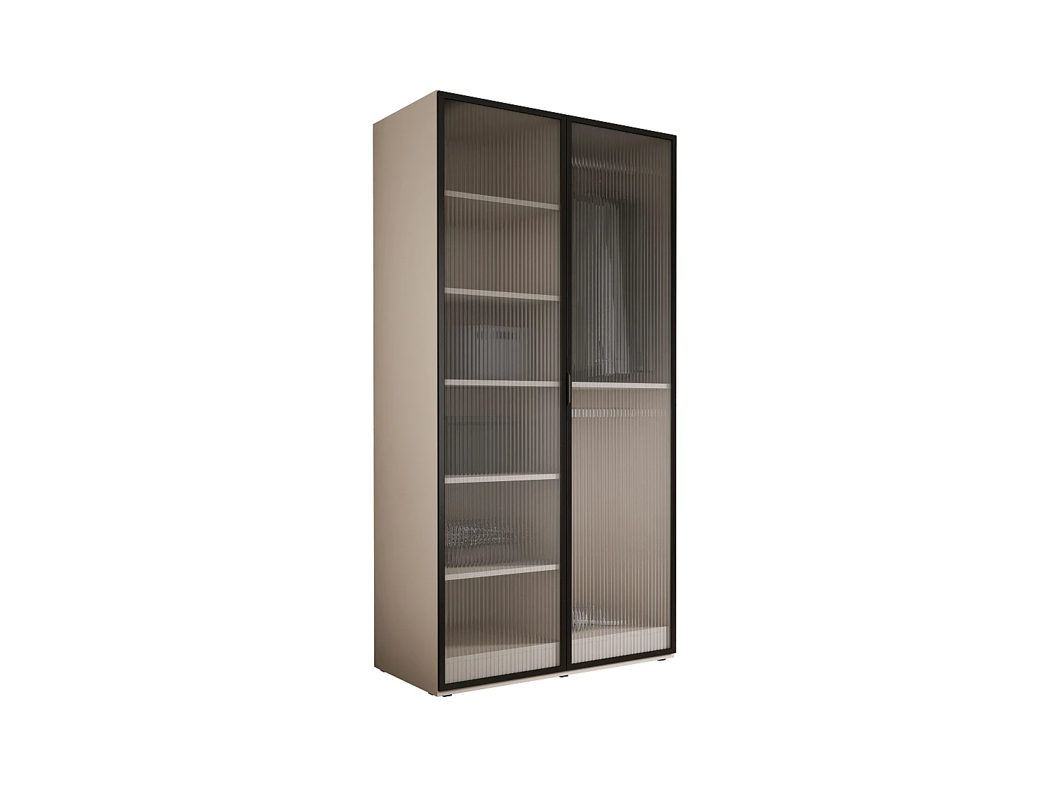 Kleiderschrank, Sandbeige / klares Glas, 100 x 200 x 51 cm