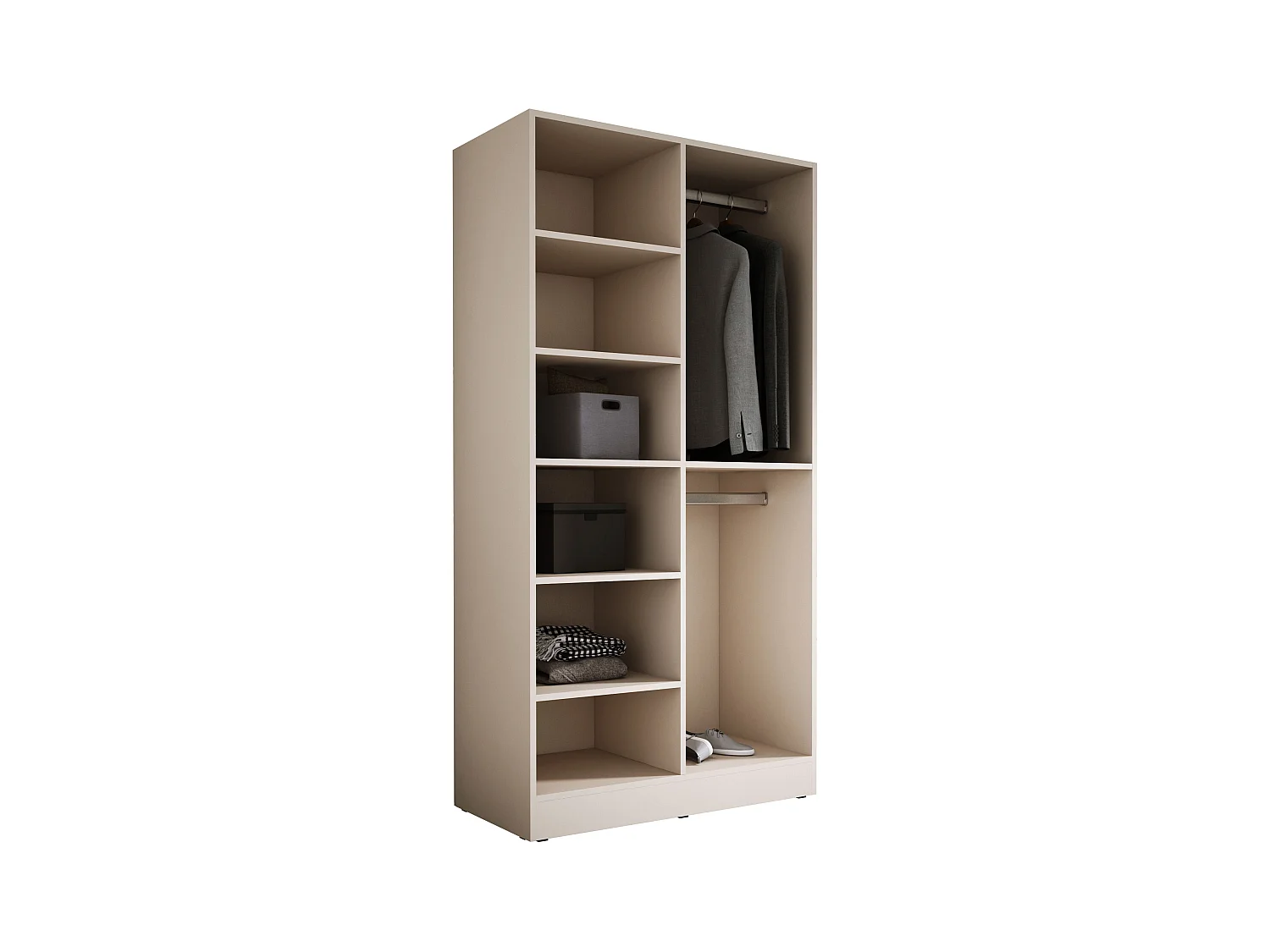 Kleiderschrank, Sandbeige / klares Glas, 100 x 200 x 51 cm