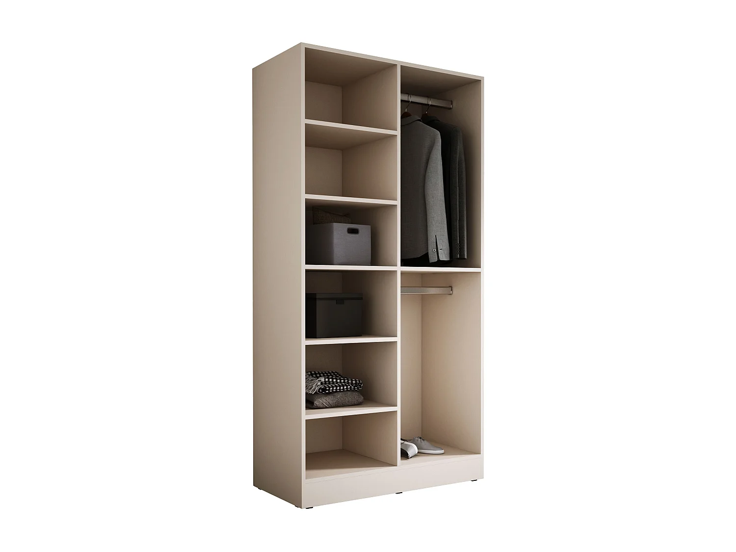 Kleiderschrank, Sandbeige / klares Glas, 100 x 200 x 51 cm