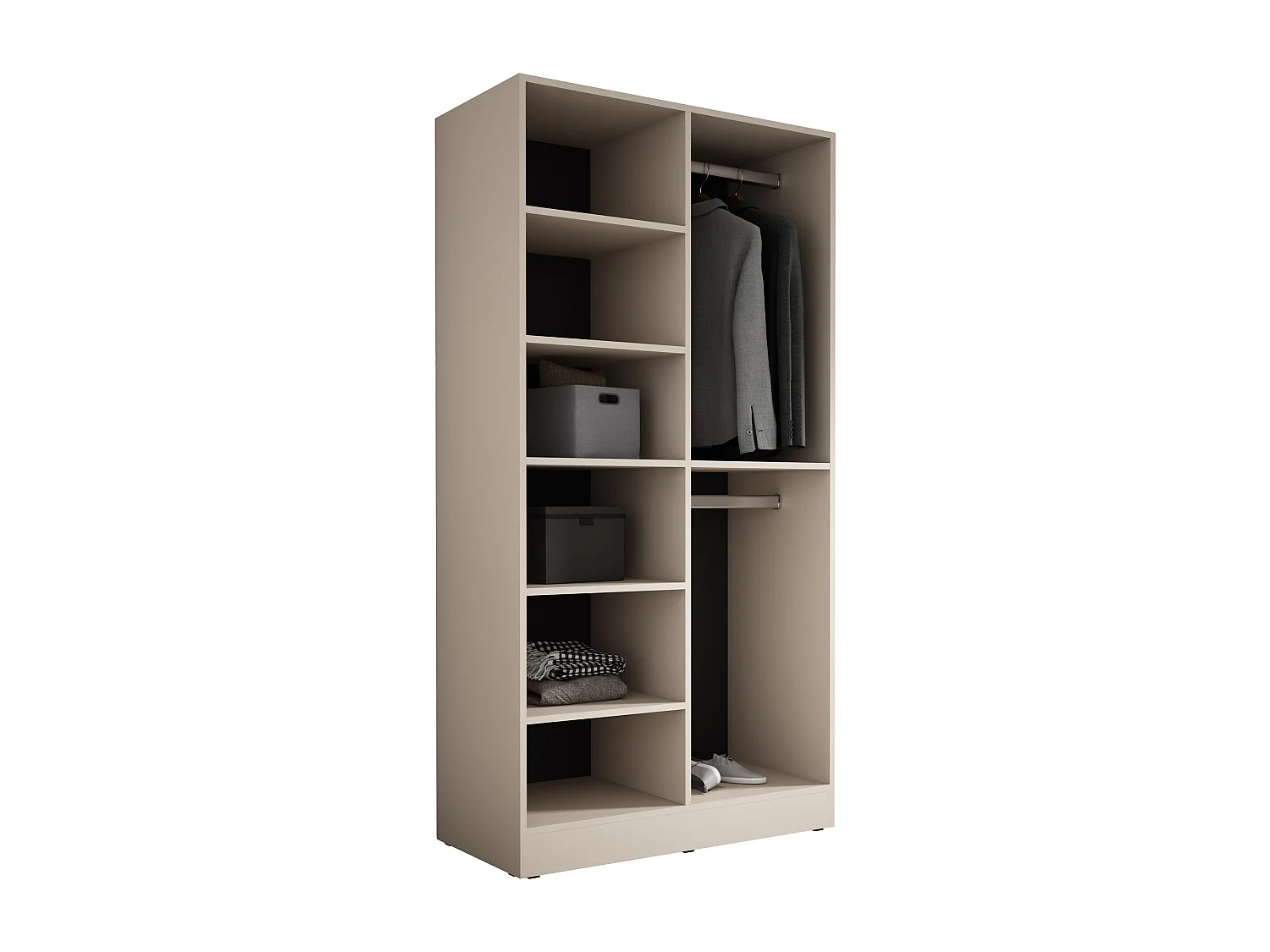Kleiderschrank: Sandbeige / Geriffeltes Glas, 100 x 200 x 51 cm