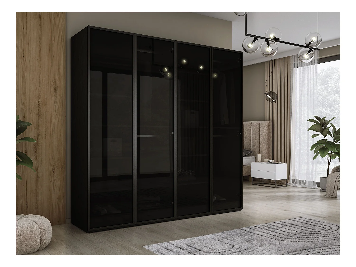 Kleiderschrank, Graphitschwarz, 2 x 100 x 200 x 51 cm