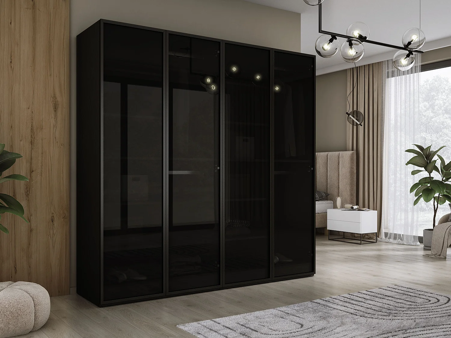 Kleiderschrank, Graphitschwarz, 2 x 100 x 200 x 51 cm