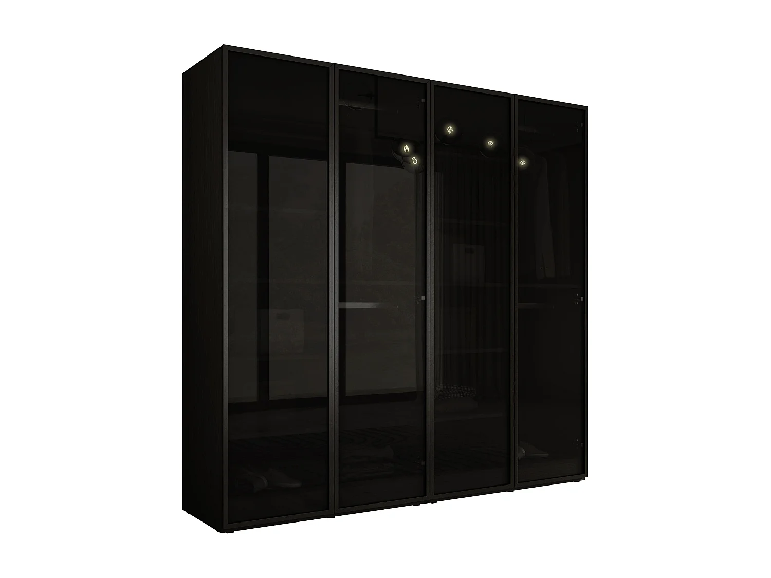 Schrank: Graphitschwarz / Anti-Sonnenschutzglas, 200 x 200 x 51 cm