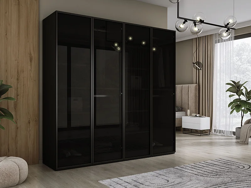 Kleiderschrank, Graphitschwarz, 2 x 100 x 200 x 51 cm