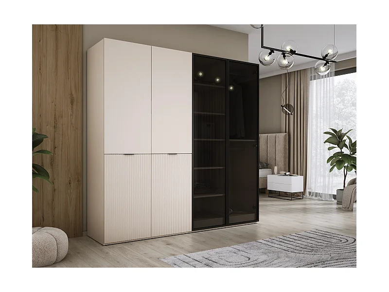 Kleiderschrank, Sandbeige, 2 x 100 x 200 x 51 cm