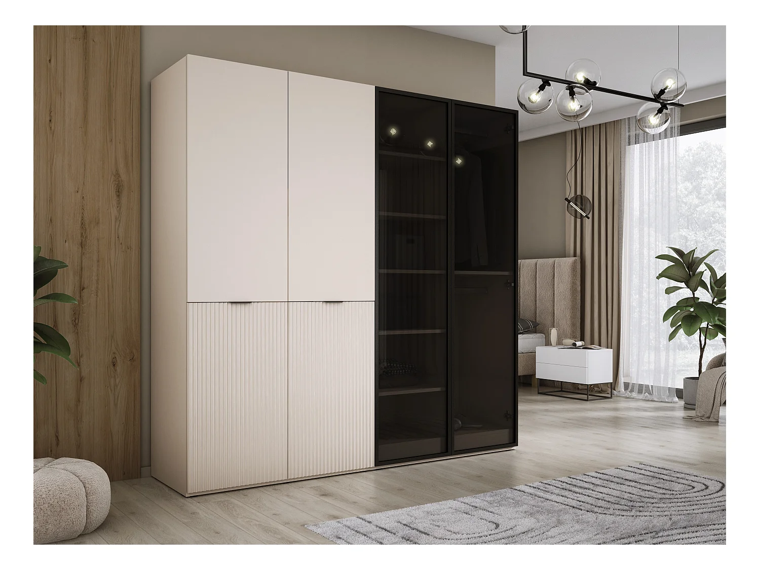 Kleiderschrank, Sandbeige, 2 x 100 x 200 x 51 cm