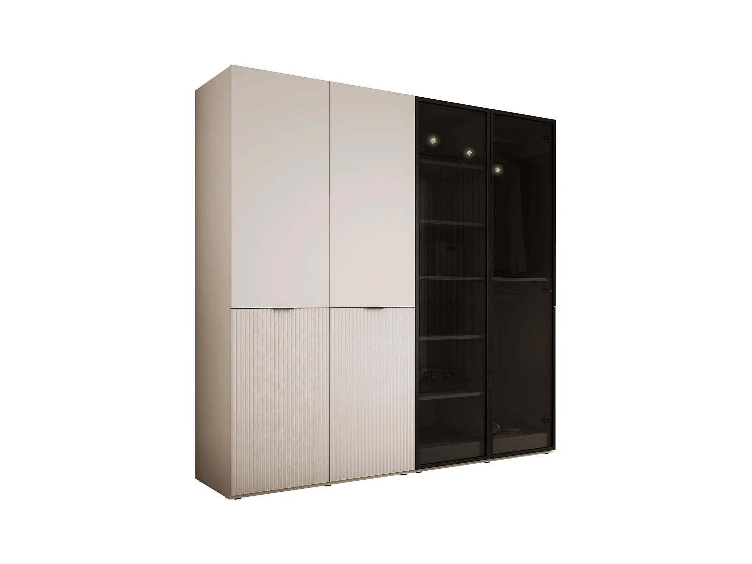 Kleiderschrank, Sandbeige, 2 x 100 x 200 x 51 cm